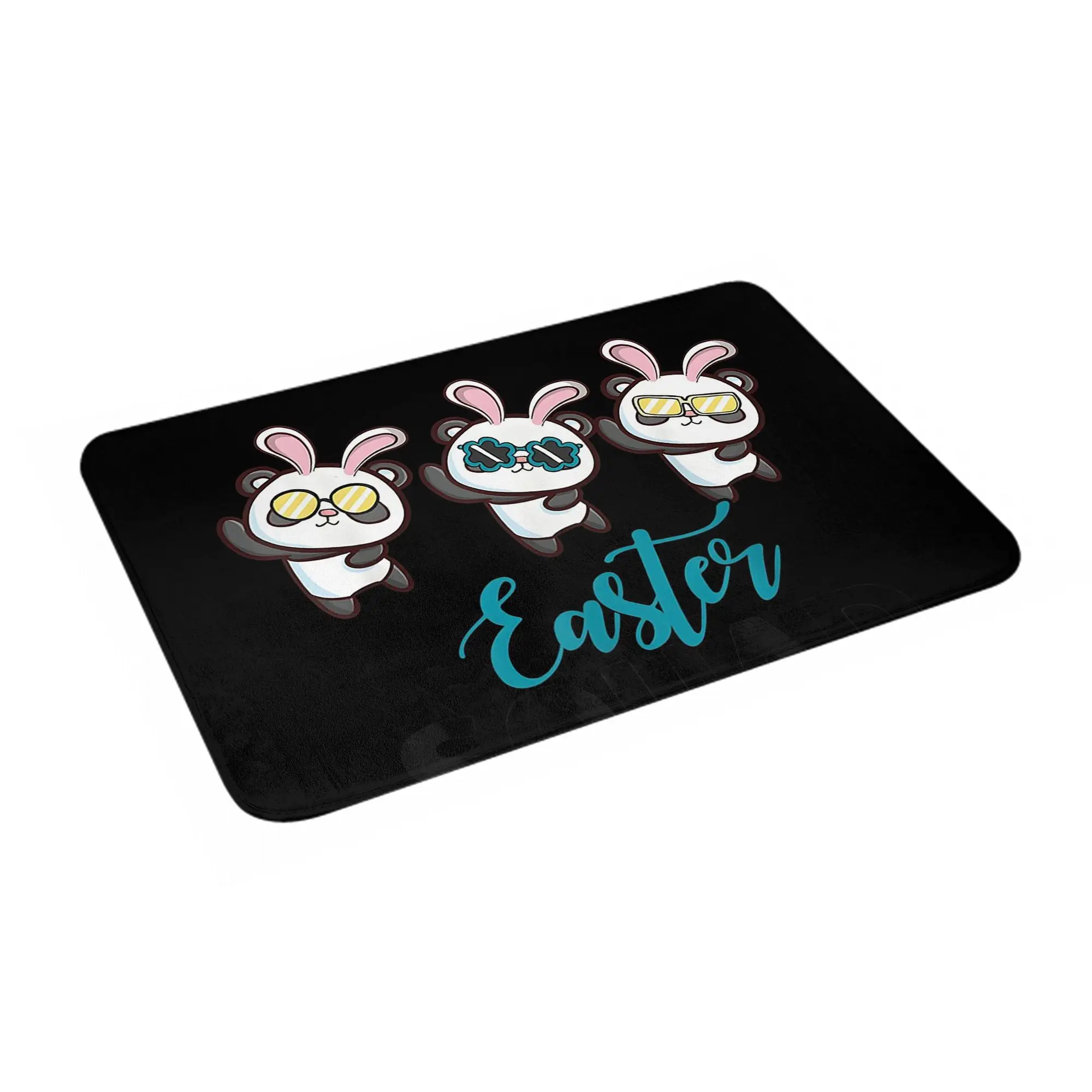 

Easter Squad Panda With Bunny Ears Easter Day Non-slip Doormat Floor Mat Rug for Kitchen Entrance Home Balcony Footpad Mats