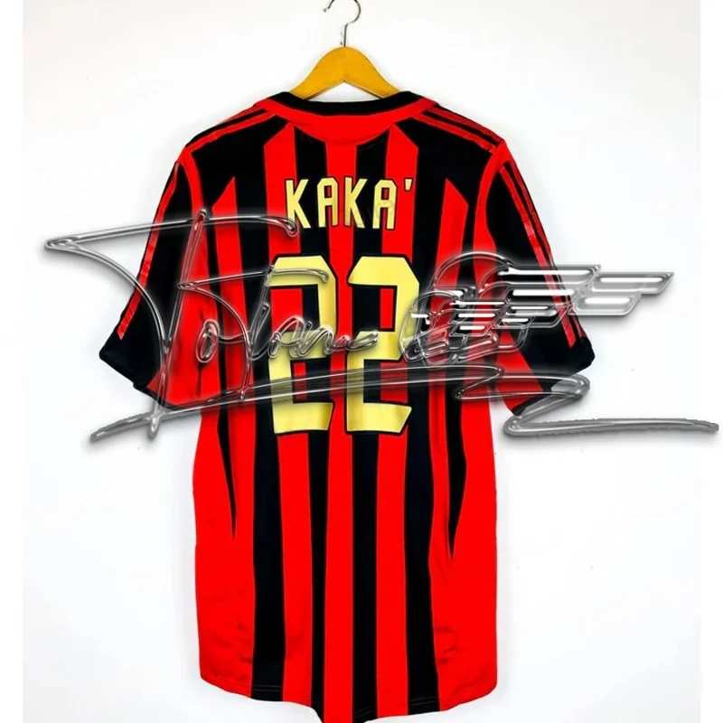 

25/26 классический ретро выездной трикотаж, мужской и женский футбольный клуб AC Kaka, болельщик, дышащая быстросохнущая футболка для игровых тренировок