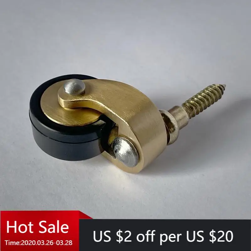 

4PCS European Style Brass Casters - Silent Swivel Rubber Wheels with Screw Mount for Furniture, Trolleys & Cabinets (M8/M10)