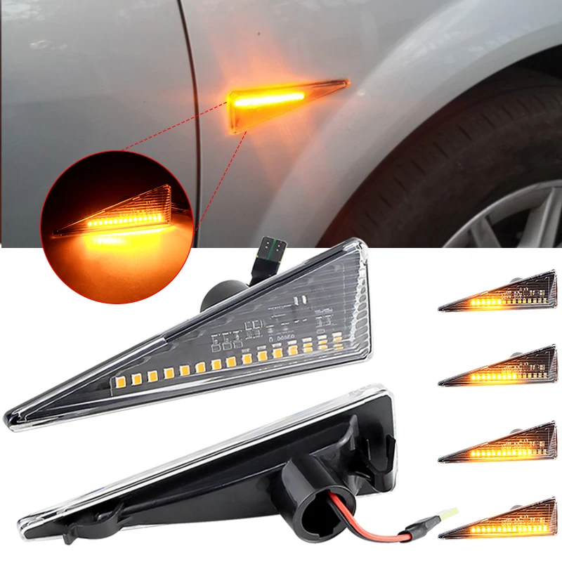 

2× for Renault Megane MK2 Scenic Thalia Vel Satis Grand Scenic MK2 2003-2009 -LED Side Marker Light Turn Signal Dynamic Lamp 12V