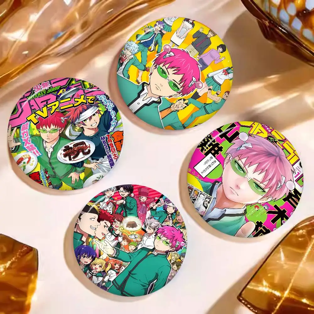 Saiki K Japanese Anime 32/44/58mm Handmade Pin Round Funny Snap-in Brooches for Backpack Cothes Accessories Badge Hat Decoration
