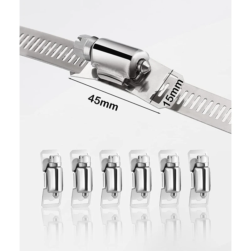 NEW-304 Stainless Steel Adjustable Hose Clamps, DIY Worm Gear Duct Clamp Set, For Radiator/Automotive & Mechanical Plumbing