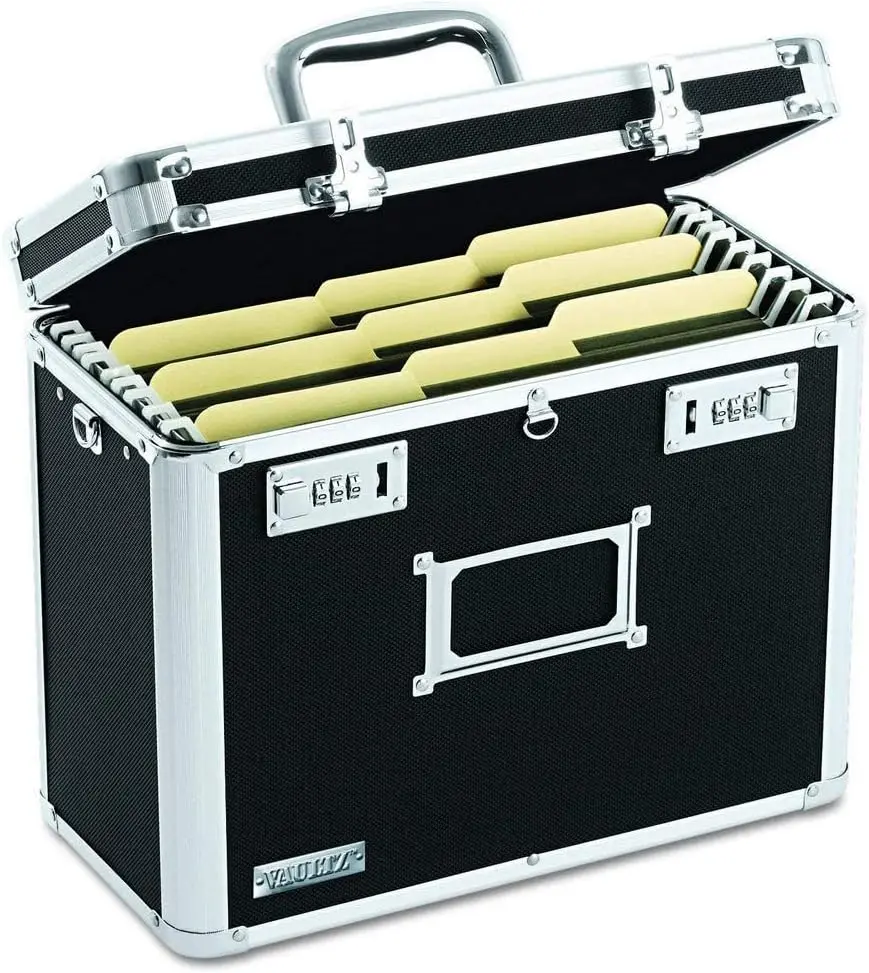 

Secure Locking File Storage Box - 14x7x12 Inch Portable Organizer with Dual Combination Locks for Office Documents