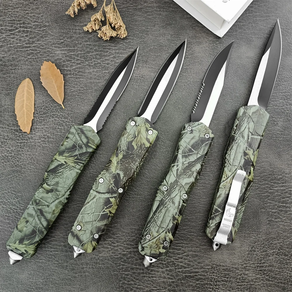 

AU TO A07 Knife 440C Steel Blade Zinc Alloy Camouflage Pattern Handle Fixed Blade Self Defense Survival Multi Purpose Tool