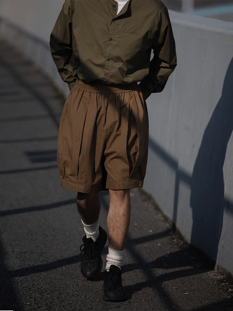 

Noears Brown Casual Cotton Work Pants Loose Fit Straight Leg Trousers Elastic Waist Summer Anti-Wrinkle y Sle orts