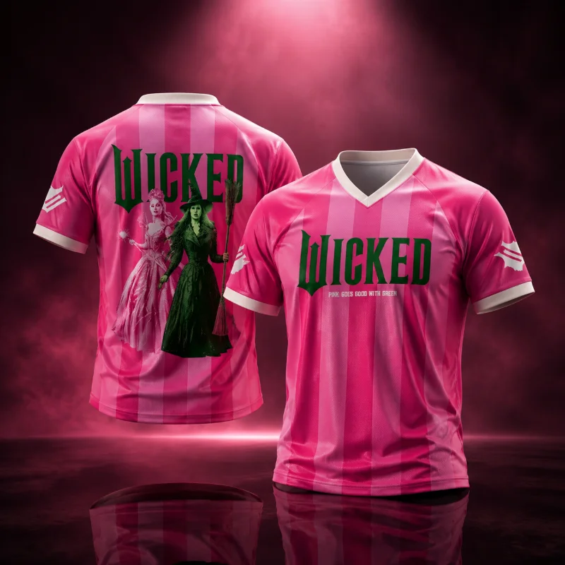 Men Women Wicked Musical Two-Sided Mesh  Jersey Y2K Fantasy Broadway Streetwear 3D Sport Tee Breathable Shirt for family wear