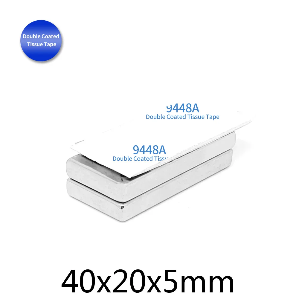 1/2/5/10/15PCS 40x20x5mm Sheet Rare Earth Neodymium Magnet With 3M Self - Adhesive 40*20*5 Block Strong Powerful Magnets 40x20x5