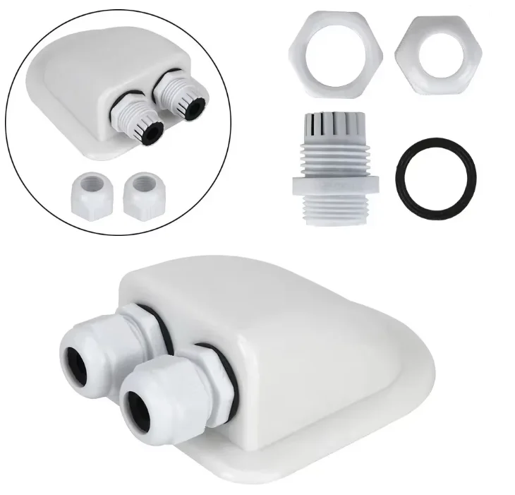 

Double/Single Hole White Waterproof ABS Solar Panel Wire Cable Entry Gland Sealing Junction Box Curved Connector for RV Caravan