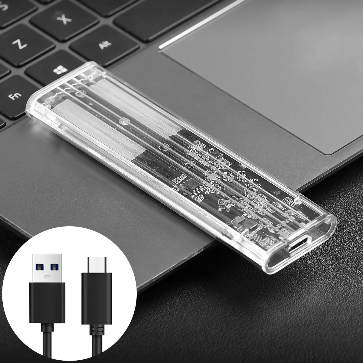 M.2 NGFF SATA Hard Disk กล่องประเภท C 3.1 โปร่งใสภายนอก SSD 5Gbps เครื่องมือฟรีอะแดปเตอร์สําหรับ 2230 2242 2260 2280