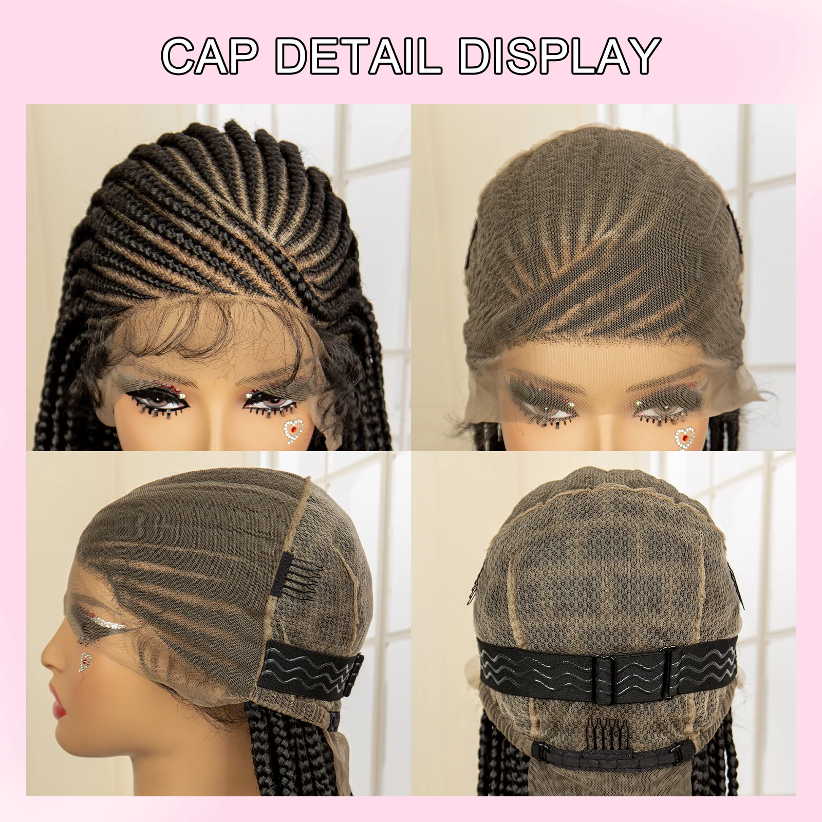 Synthetische Knooploze Doos Gevlochten Pruik Full Lace Cornrow Vlechten Pruik Voor Zwarte Vrouwen Met Baby Haar 36 Inch Lange Twist Vlechten Pruik