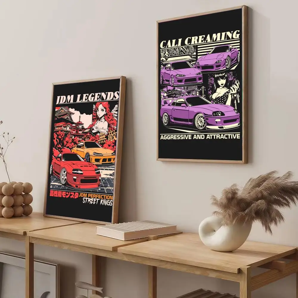 Retro JDM Racing Cars Poster Modern Aesthetic Wall Art Print Trendy Bedroom Home Decor Gift