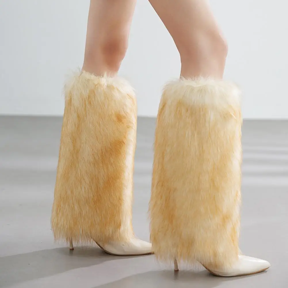 Jambières pour spectacle sur scène, imitation poils de loup pour femmes, manchettes de bottes en peluche pour spectacles sur scène, Costumes d'halloween et de noël