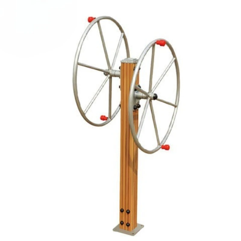 

Outdoor wood-plastic villa community path shoulder rehabilitation device double large wheel outdoor fitness equipment