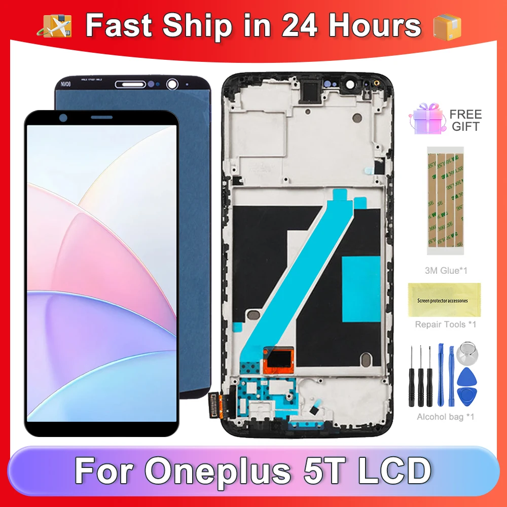 For  1+5T 6.01\'\'For OnePlus 5T A5010 LCD Display Touch Screen Digitizer Assembly Replacement