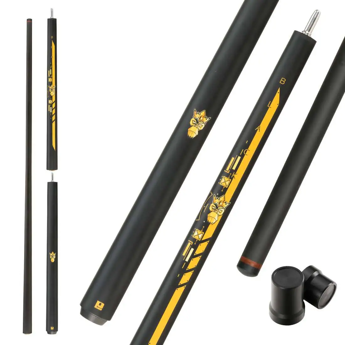 Little Monster 58 "Negro Evil Carbon Energy Break Punch Kick-off Jump Billar Pool Cue Stick 12,9 mm