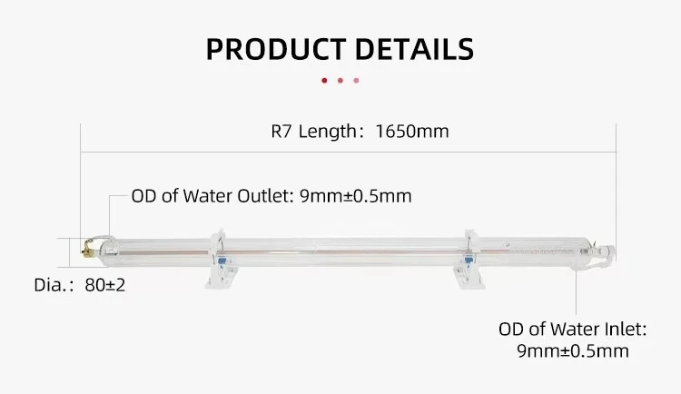 Yongli  R7 Mature and Stable Process CO2 Glass Tube, 130w-150w Diameter 80mm