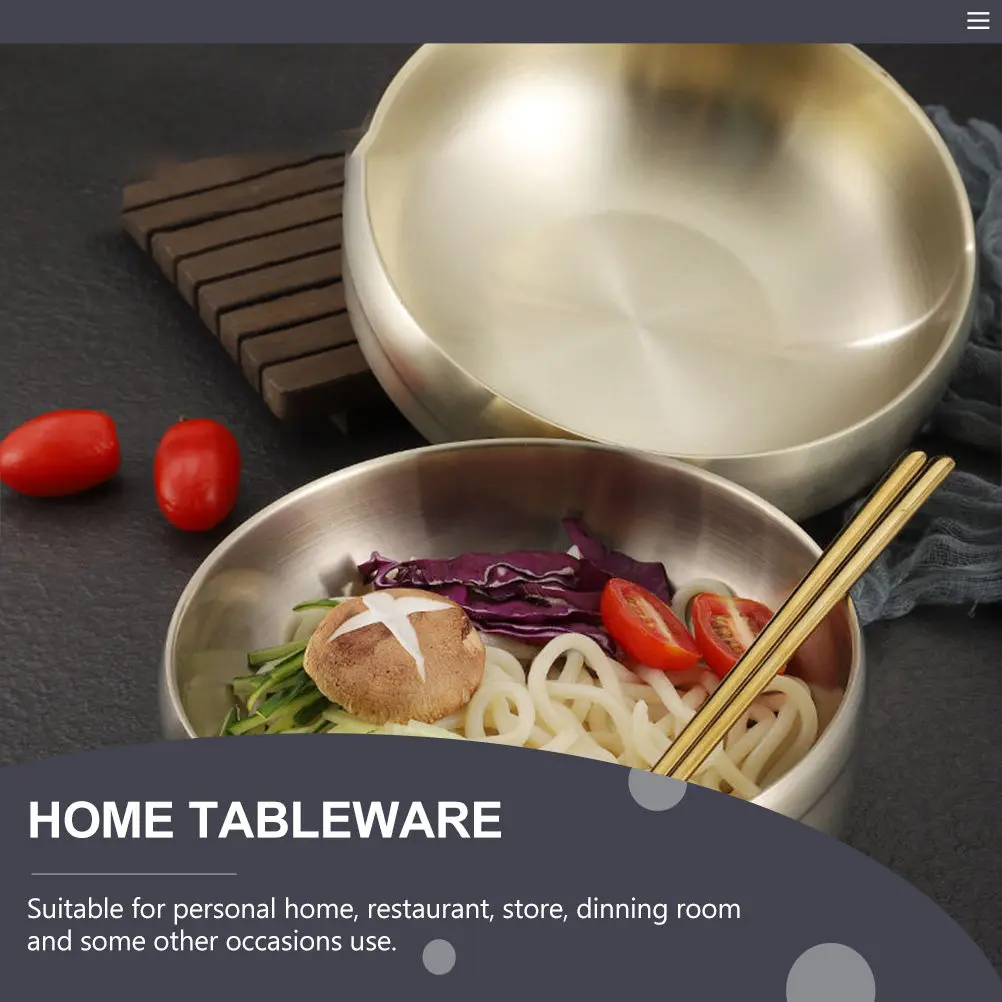 Tazón de Acero Inoxidable para Fideos Fríos, Tazón Multiusos Simple para Sopa, Arroz Mixto, Fideos Instantáneos, Vajilla para el Hogar