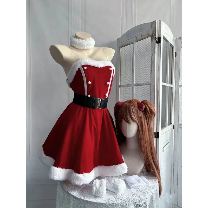 

Christmas Red Dress Cosplay Costume Women Sexy Uniform Suit Chrismas Party Costumes Ayanami Rei Asuka Langley Soryu 2025 hot