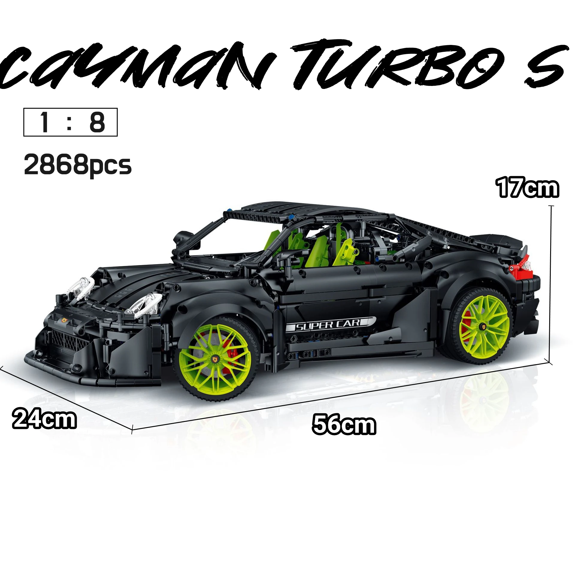 IN STCOK 718 CaymanN Turbo S Black Warrior Racing Sport Car Technology Compatible Hight-tech MOC Building Blocks Bricks Toy