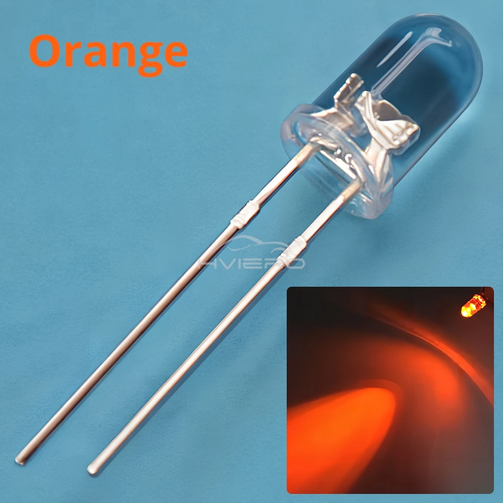 100Pcs F5 5mm Round White Red Blue Warm Pink UV Water Clear Led Super Bright Ligte Emitting Diodes 6000-6500k Lamp Beads Bulb