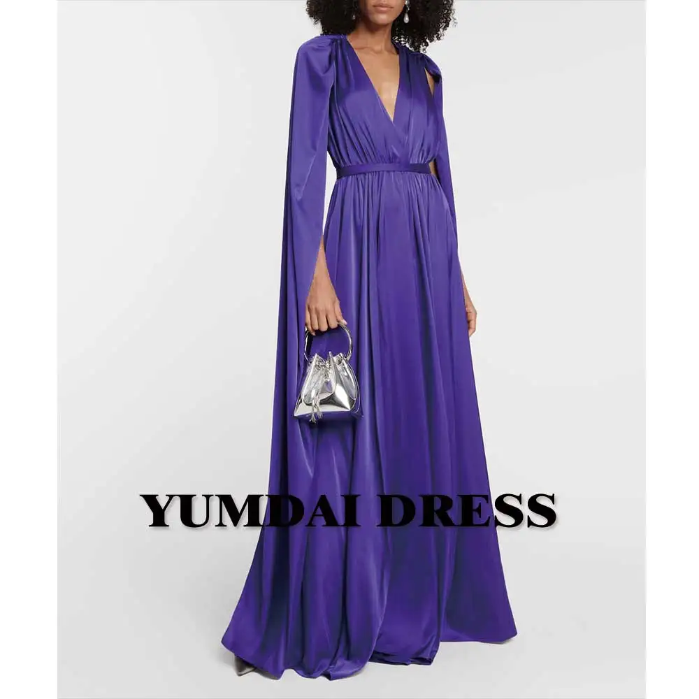 Purple V-neck Smock Dress Elegant Wedding Dubai Luxury Ball Dress Garden Salon Party Arabian Evening Dress For Women Long Dress