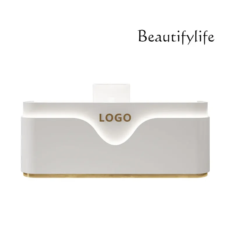 X35 Nordic Training Institutions Solid Wood Baking Paint Reception Front Desk Modern Beauty Salon Checkout Page
