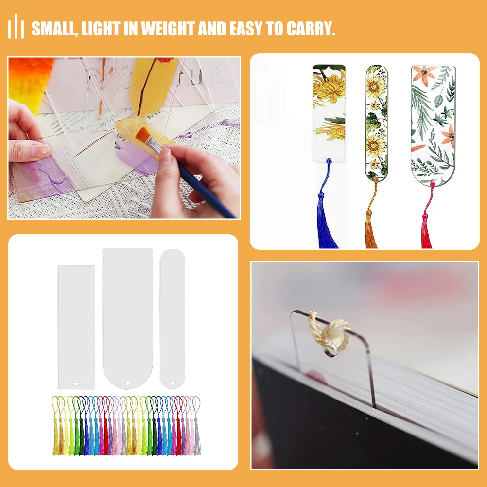 

30 Pcs Acrylic Bookmark Set Blank Bookmarks to Decorate Page Craft Transparent Molds for Epoxy Resin Acrlic