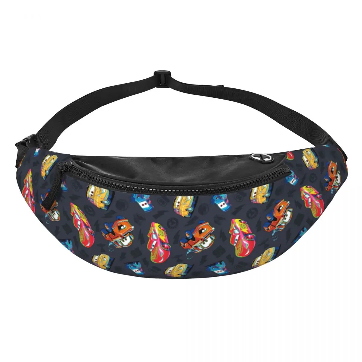 

Custom Lightning Anime Car M-McQueen Fanny Pack Women Men Crossbody Waist Bag for Cycling Camping Phone Money Pouch