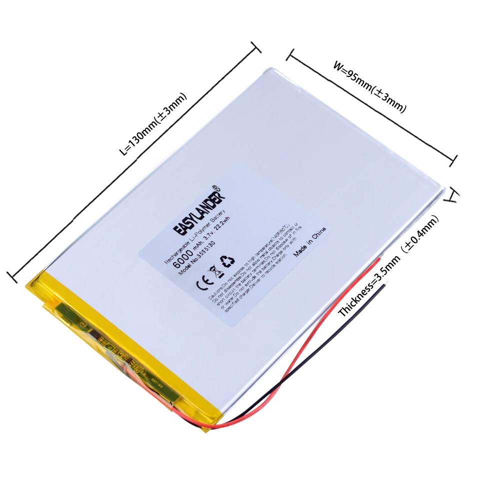 Grande capacidade 3,7V 3595130   As baterias de lítio recarregáveis universais BDF-M107 de 6000mah cabem em tablet