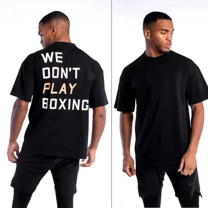 2026 Fashion New Warm Boxing Letter We Don't Play Boxing Printed T-shirt Women's and Men's T-shirt P