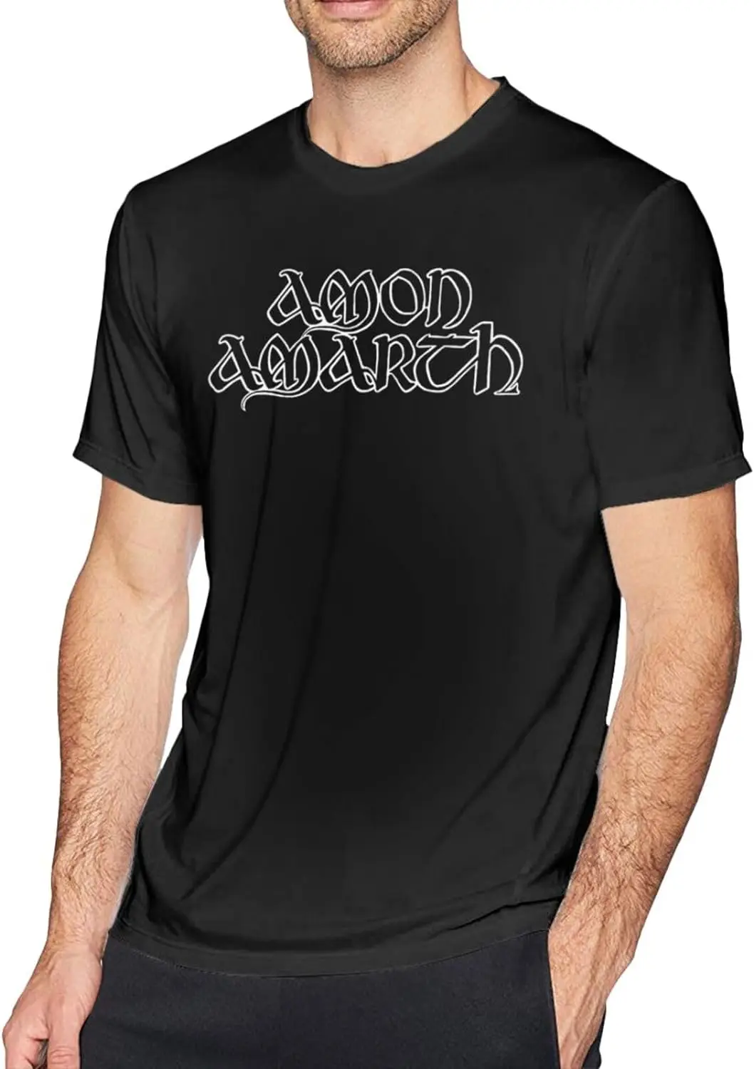 Amon Rock Amarth Metal Band Logo T Shirt Men's Casual Tee Cotton Round Neckline Short Sleeve Tshirt Black