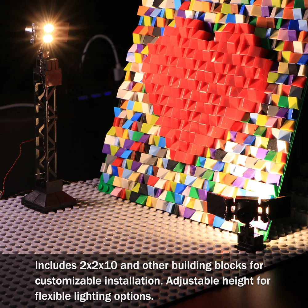 TEDDOO 4PCS Building Block Lights  For Lego LED Block Lighting Kit Block Light Searchlight Suitable for Blocks 58827