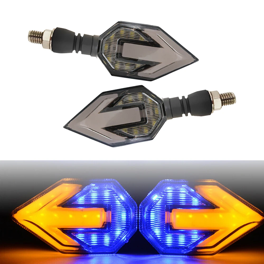 2PCS/lot Universal LED Motorcycle Turn Signals Light 12v IP68 Waterproof Tail Arrow Lights Blue Yellow Rear Lights Accessories
