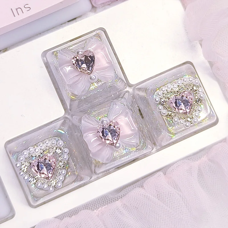 

Колпачки для клавиш из смолы с сигналом сердца, розовый бант, механические колпачки для клавиш, женские колпачки для клавиш в форме сердца, бабочки, банты, ремесленные колпачки для ключей, рождественские подарки