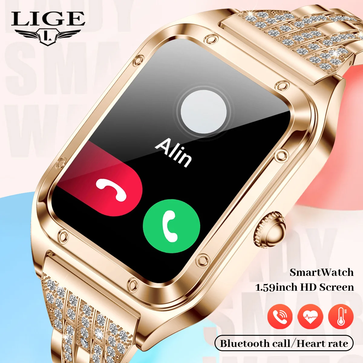 

Новые модные умные часы, женские умные часы-браслет с уведомлением о вызове, женские водонепроницаемые спортивные женские умные часы 3ATM LIGE