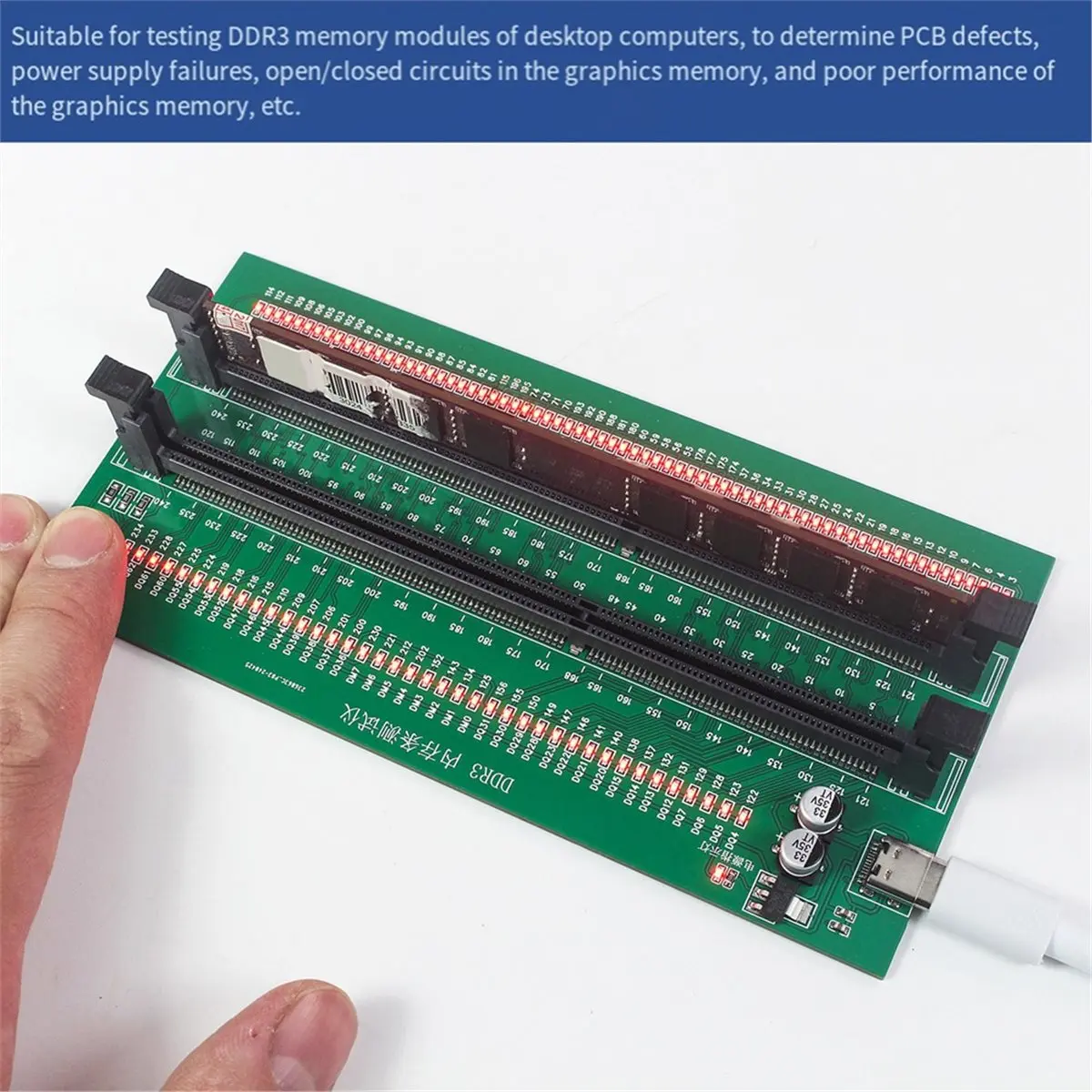 NEW FACTORY~2PCS DDR3 Memory Tester PCB DDR3 Memory Test Card with 110 LED Indicators for Desktop Computer DDR3 Memory Ram Teste
