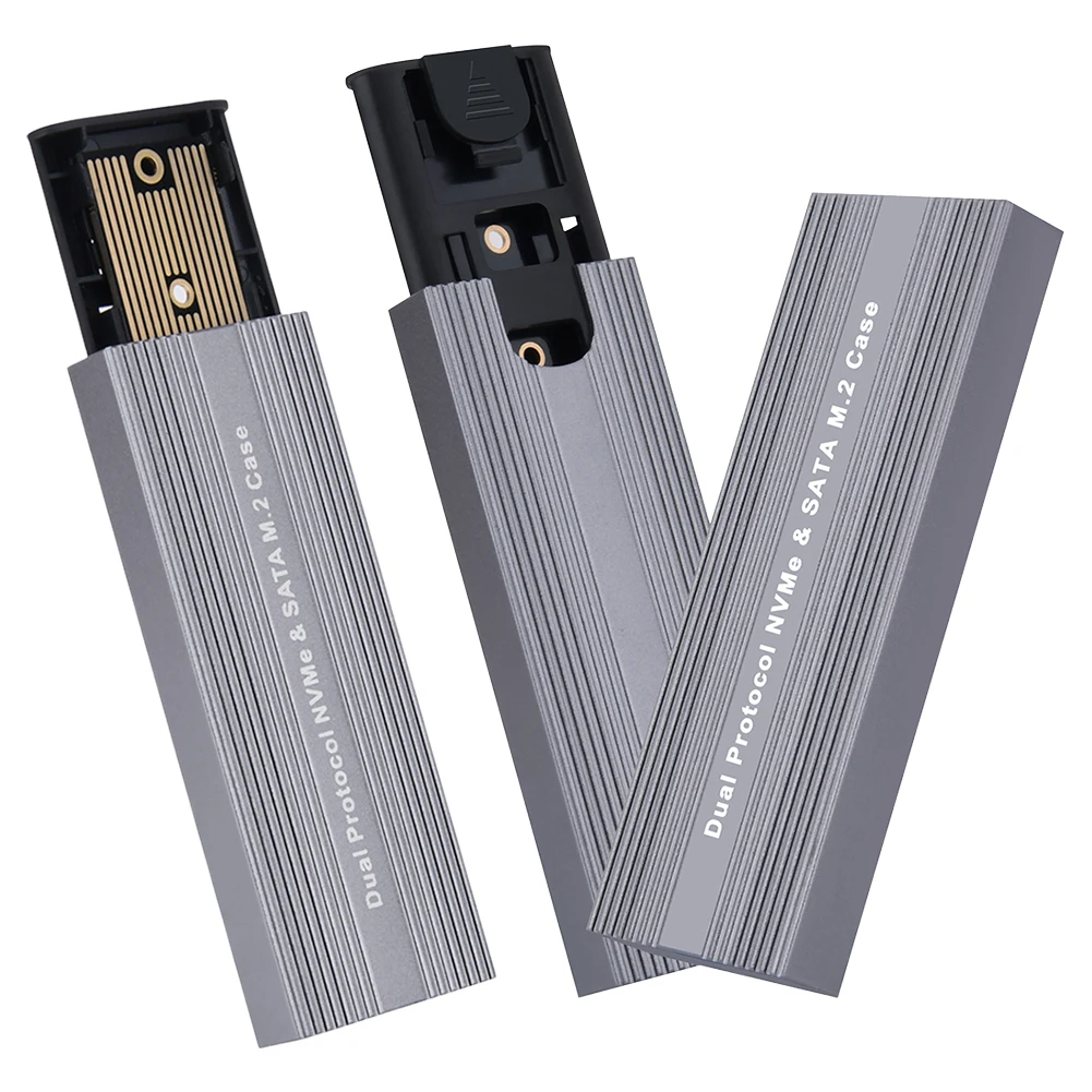 Caja USB3.2 a M.2 NVME SSD, 10Gbps NVMe PCI-E 6Gbps SATA M-Key/B + M Key, funda SSD externa para SSD NVME/SATA 2230/2242/2260/2280
