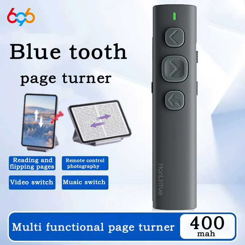 Mini Blue Tooth Page Turner Video Music Switching Remote Photo Capture For E-Book Readers Mobile Phone Tablet Page Turning