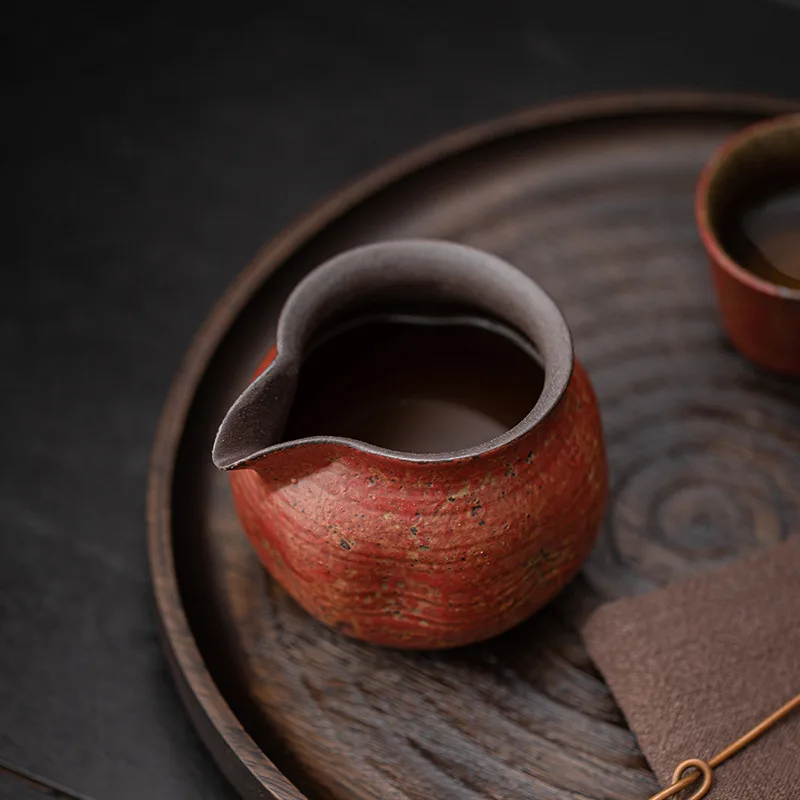 Old Rock Clay Folium Rhododendri Daurici Kiln Transmutation Ceramic Hand Pinch Pitcher Gong Dao Bei Household Tea Brewing Pot