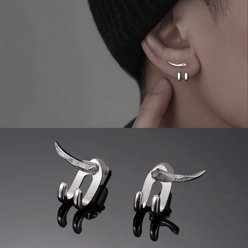 Vintage Fashion Charm Punk Earring for Men Detachable Dual Purpose Stud Earring Prong Ear Punk  Party Mens Jewellery Hombre