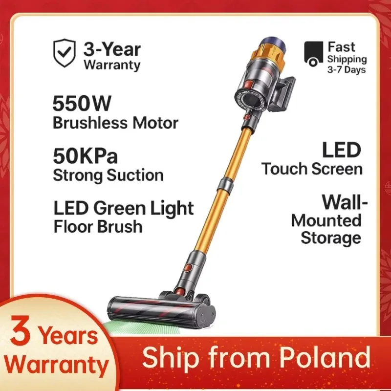 

MPQU 50kPa Wireless High Power Handheld Vacuum Cleaner Removable Battery 3 Power Modes Touchscreen 550W Vacuum Cleaner for Home