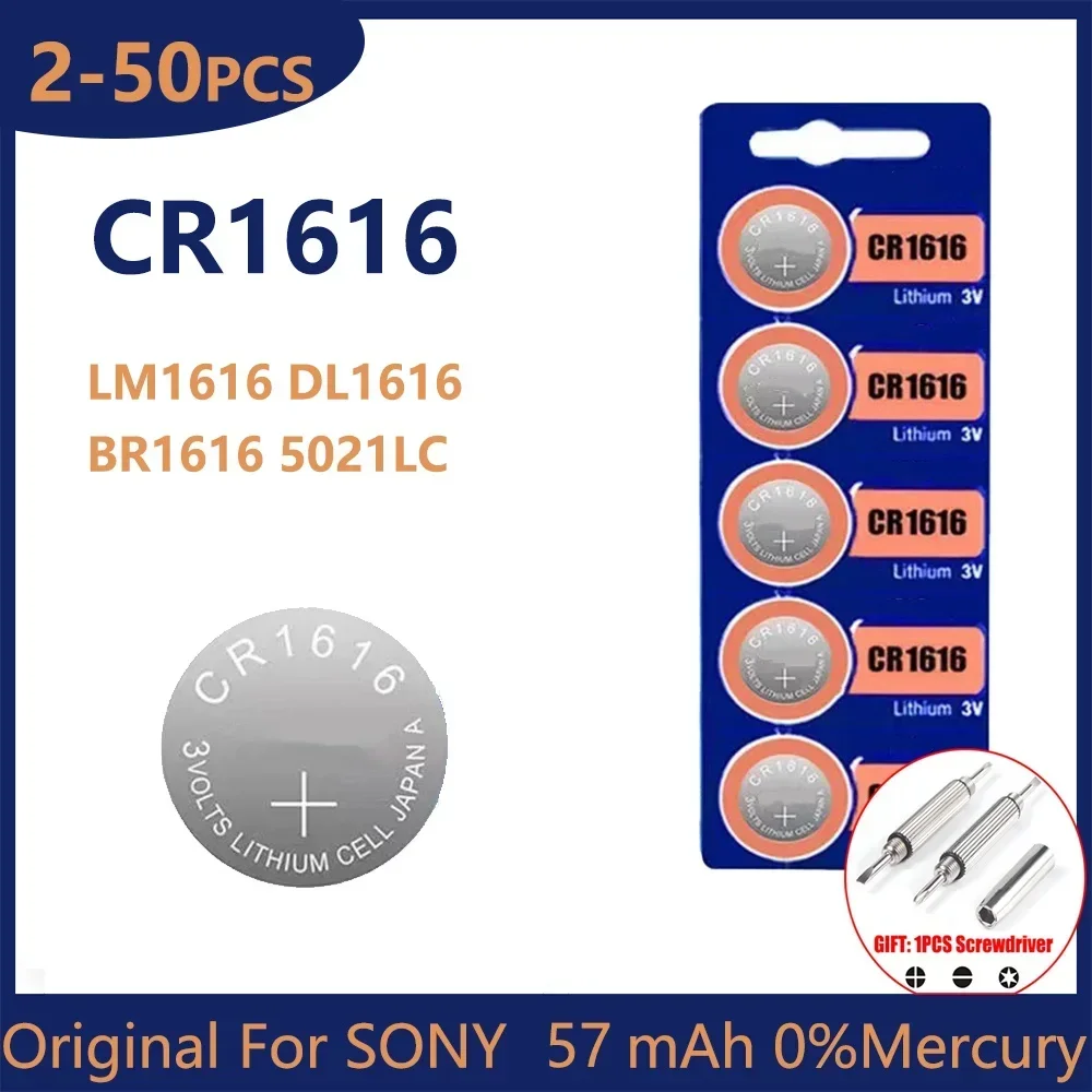 Original For SONY CR1616 Coin Cells Batteries CR 1616 DL1616 BR1616 5021LC LM1616 Lithium Battery For Watch Remote Control