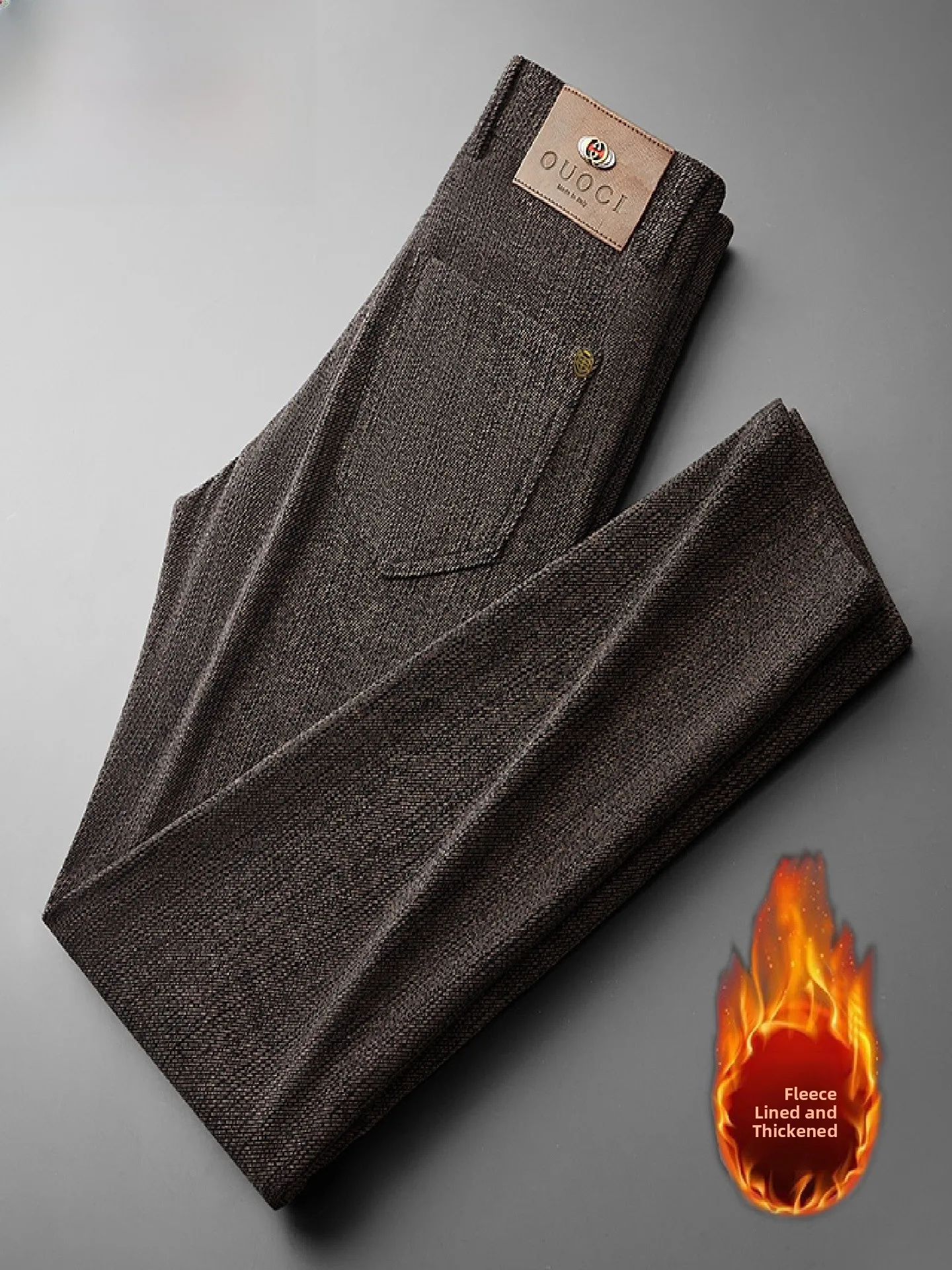 

Мужские шерстяные брюки прямого кроя в стиле бизнес-кэжуал, легкие, модные, новинка 2025 года, с высокой талией, на молнии