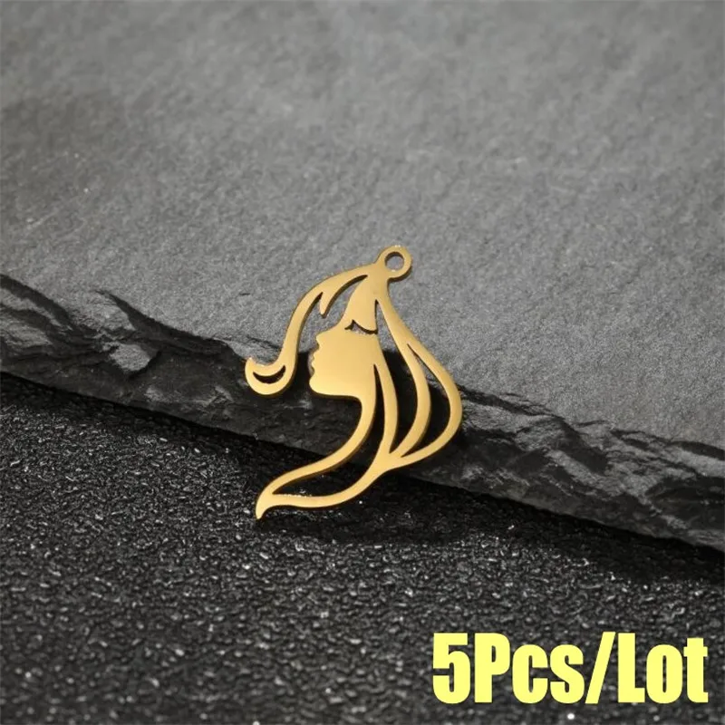 5pc/lot 100% Stainless Steel Breastfeeding Charms Wholesale Unique Female Art Face Necklace Connector Family Jewelry DIY Pendant