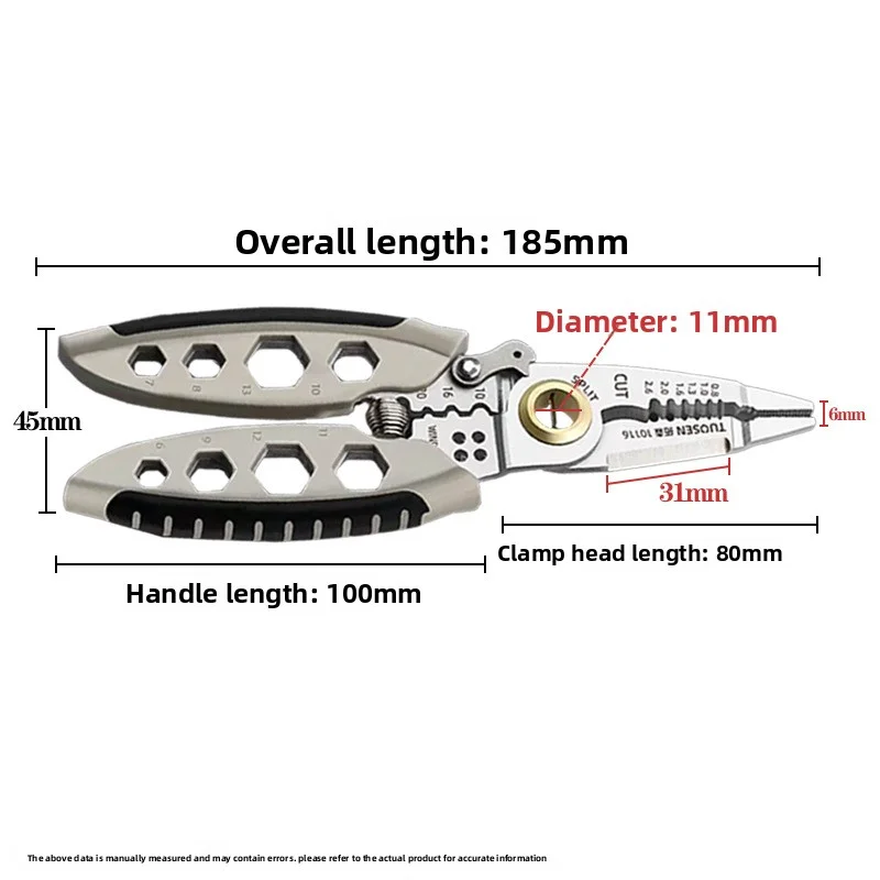 Spellafili multifunzionale (centro bianco da 7 pollici) Strumento speciale spelafili per elettricisti, spelafili in acciaio inossidabile, Wi