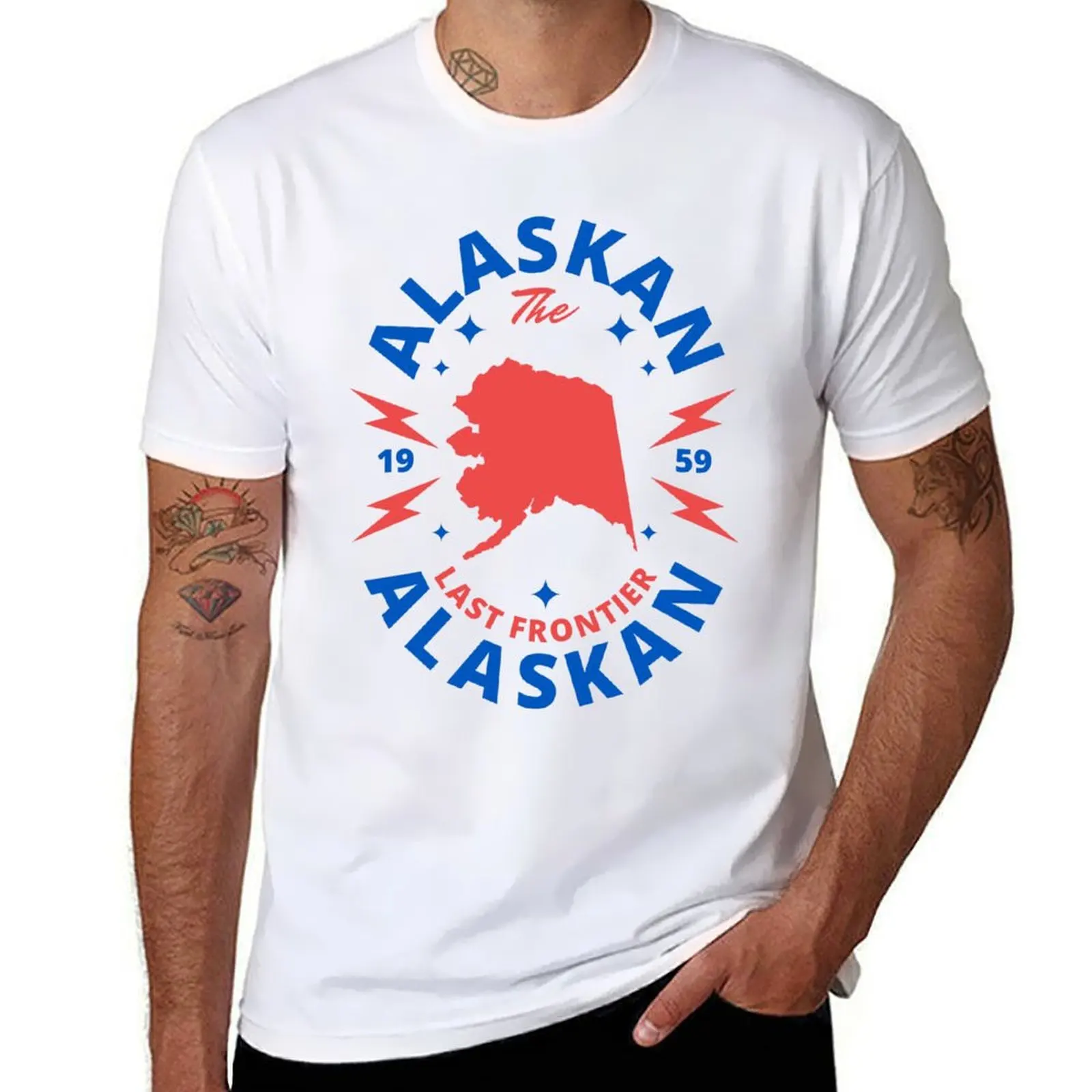 

Map luxury The Frontier - plain State shirts t Last man Alaska man brand Alaskan t T-Shirt - Badge quality shirt high