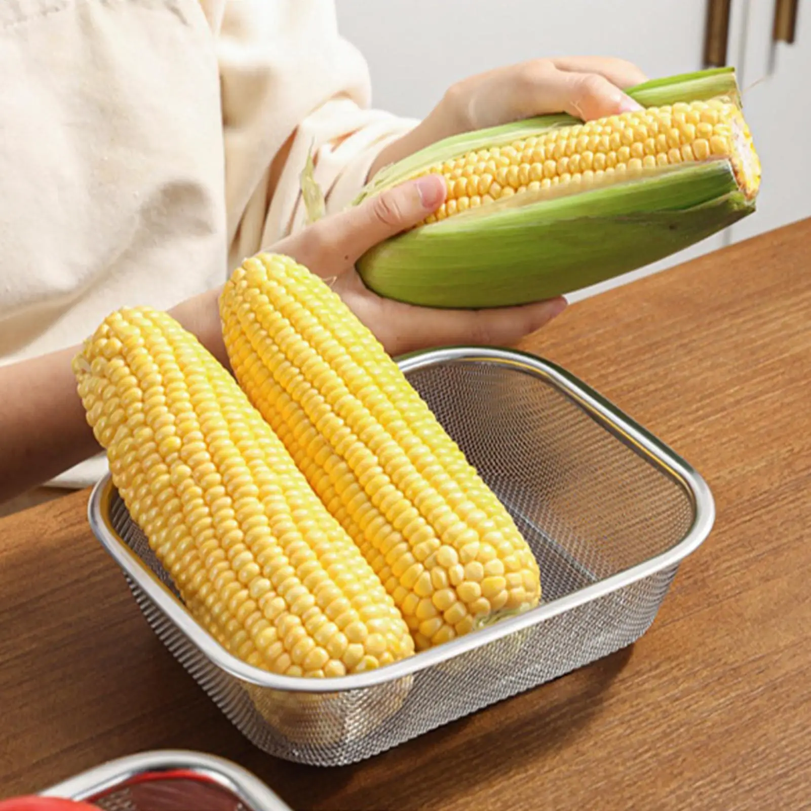 Stainless steel oil filter basket Rectangle Fine Mesh Oil Strainer French Fries Holder mesh oil filter drain tray Kitchen Tools
