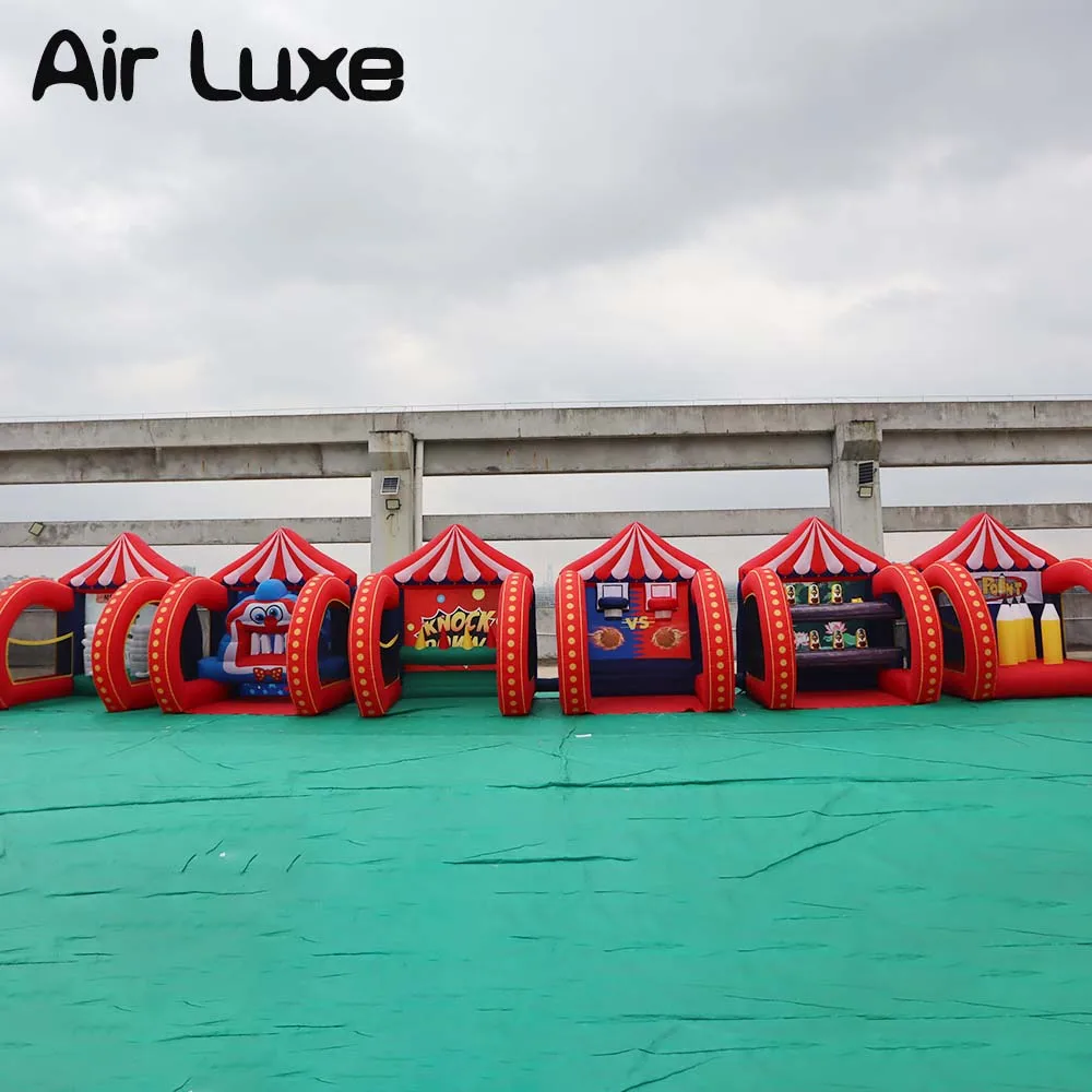 Free Air Shipping 5 in 1 Inflatable Carnival Bundle Games Soccer Dart Knock Down Ring Ross Game For Kids And Adults Party Game