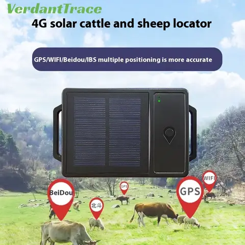 VerdantTrace 4G 태양 GPS WIFI 추적기 동물 추적 양 소 소 IP67 방수 애완 동물 추적 장치 지오 펜스 10000mAh