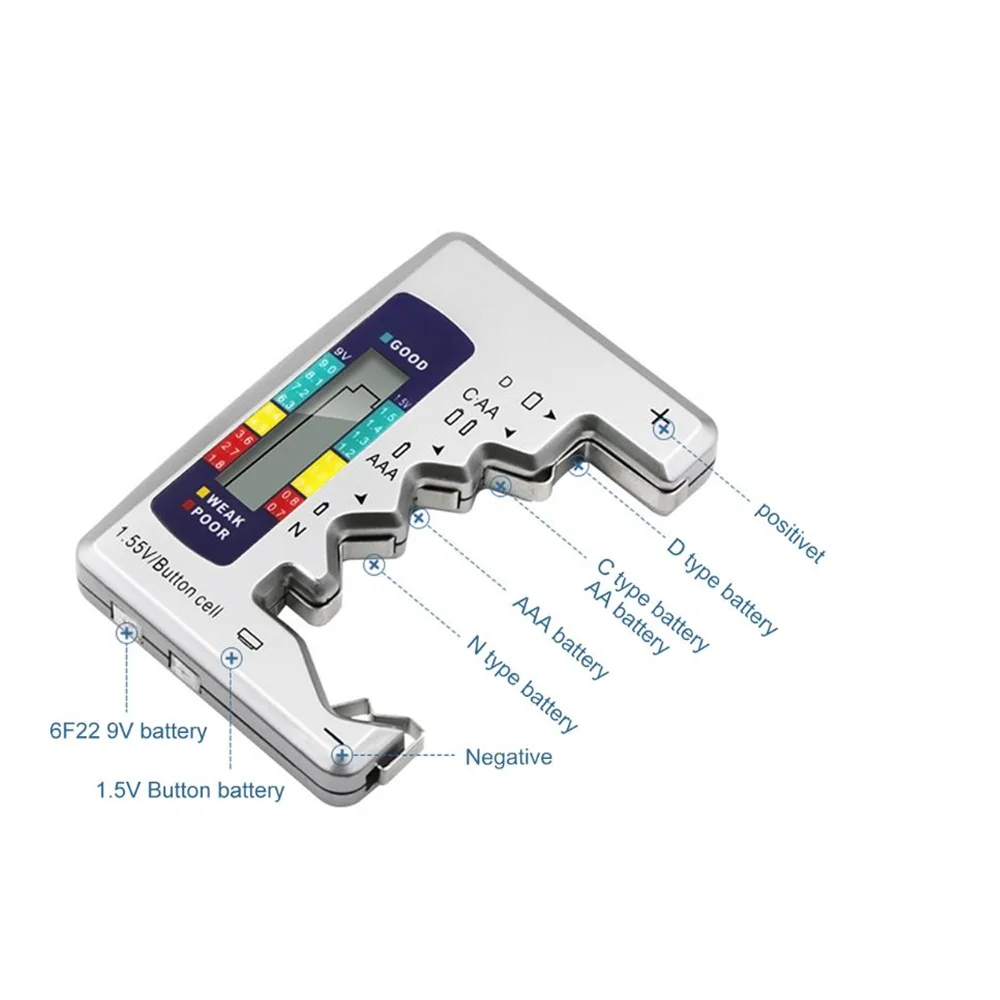 Digital Battery Tester LCD Display C D N AA AAA 9V 1.5V Button Cell Battery Capacity Check Detector Checkered Load Analyzer